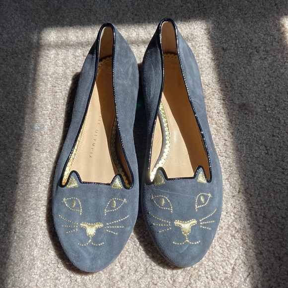 Charlotte Olympia Shoes Charlotte Olympia Cat Flats Grey 36 2